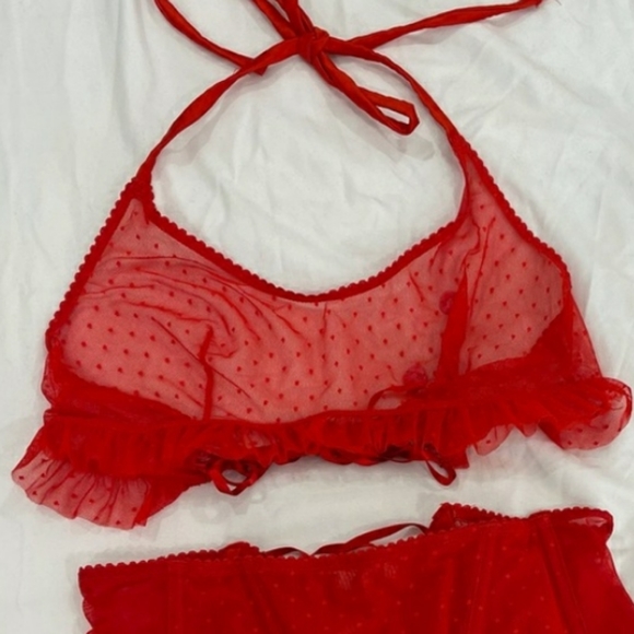 Savage X Fenty NWOT Dotted Mesh Halter Crop Top Cami, M - Picture 6 of 8